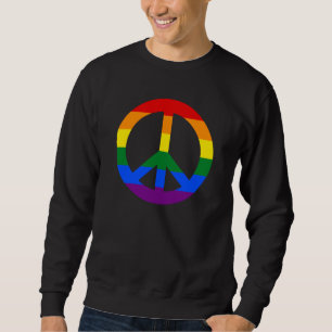 Tröja för LGBT-flaggafredstecken Lång Ärmad Tröja