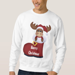 Tröja för tecknad för julälghelgdag lång ärmad tröja