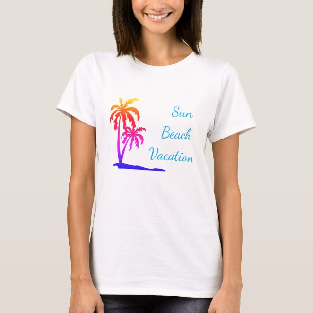Tröja från sol på strandsemester, färgad palmtree  (Framsida)
