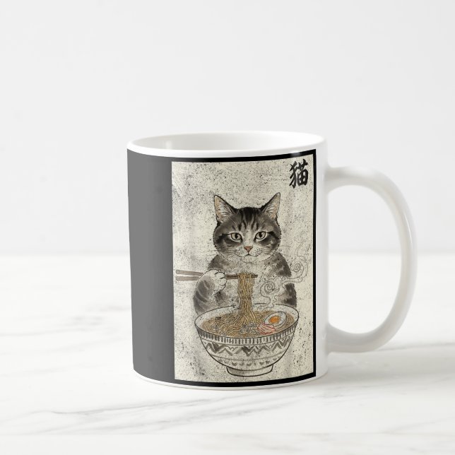 Tröja Katt Ramen Japansk Kawaii Anime Kaffemugg (Höger)