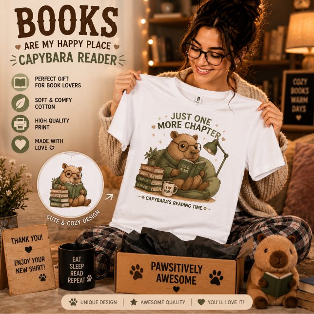 Tröja med Capybara som läser bok – Bara en till ka (Skapare uppladdad)