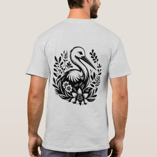 Tröja med Kranblommotiv | Elegant Fågel T-Shirt