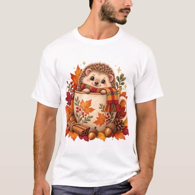 Tröja med mysig höst-igel kaffekopp-motiv (Framsida)