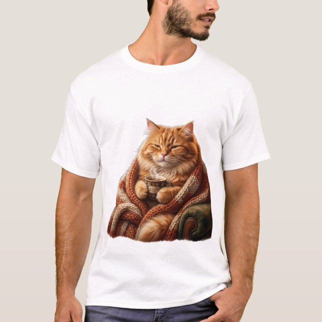 Tröja med mysig katt och kaffe (Framsida)