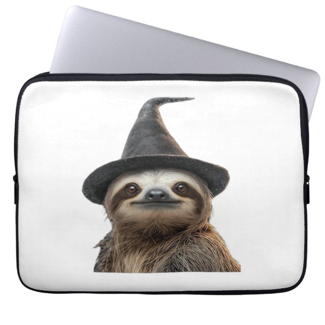 Tröja med sengångare som bär halloweenhehexa hatt laptop fodral (Framsidan)