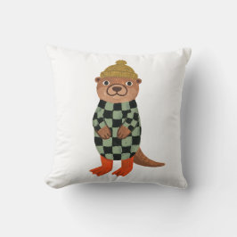 Tröja med utter som bär mössa kastkudde kudde