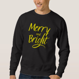 Tröja: Merry and Bright (svart) Lång Ärmad Tröja