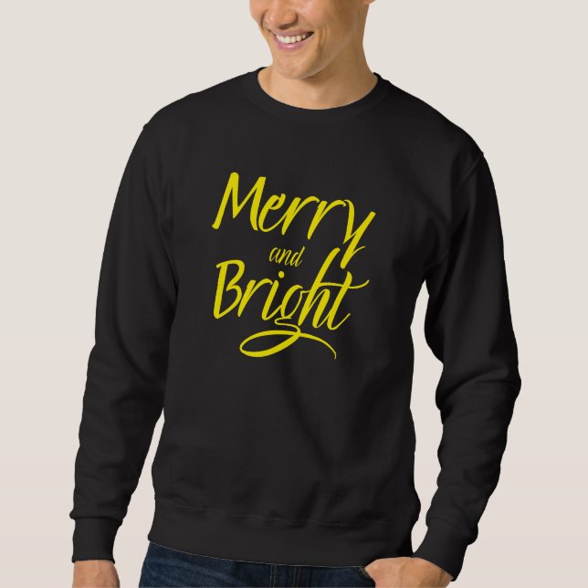 Tröja: Merry and Bright (svart) Lång Ärmad Tröja (Framsida)