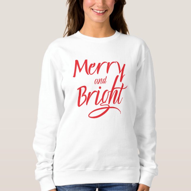 Tröja: Merry and Bright (vit) T Shirt (Framsida)