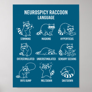 Tröja Neurospicy Tvättbjörn Språk Kul Autism Poster