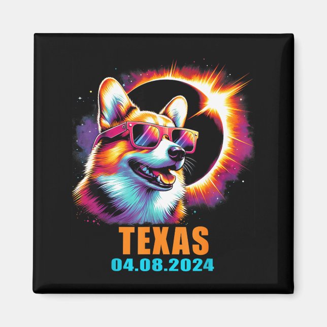 Tröja Texas Total Solförmörkelse Corgi Magnet (Framsidan)