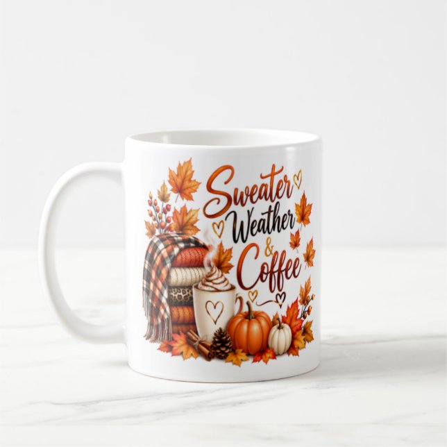 Tröja Väder & Kaffe | Mysig Höst Pumpa Mugg  (Vänster)