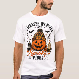 Tröja Väder och Kusliga Vibrationer Halloween T-Sh