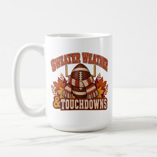 Tröja Väder och Touchdowns Höst Fotboll Mug Kaffemugg (Vänster)