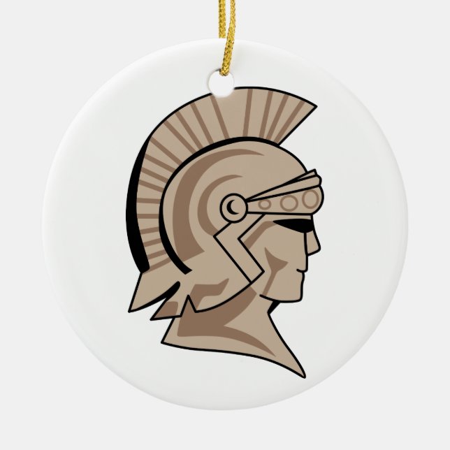 Trojan eller Spartan Mascot Julgransprydnad Keramik (Framsidan)