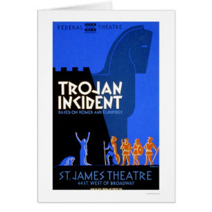 Trojan infalla Homer 1937 WPA Hälsningskort