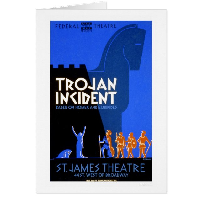 Trojan infalla Homer 1937 WPA Hälsningskort (Framsidan)