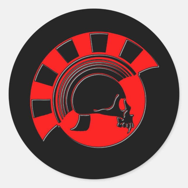 Trojan Skull Runt Klistermärke (Framsida)