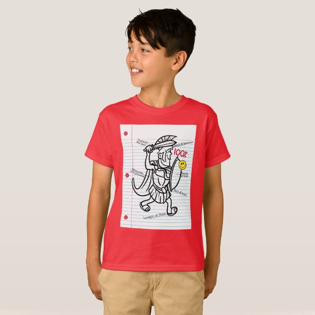 Trojan Soldier armor of God Homwork T-shirt (Hel framsida)