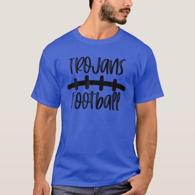 Trojans Football School Spirit Team Mascot Game Ni T Shirt (Framsida)