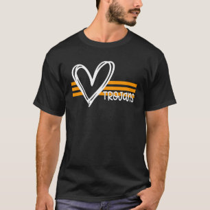Trojans Team School Spirit Sports Orange and White T Shirt