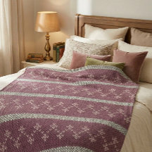 Tröjigt Mönstrat Kasttäcke i Vinrött