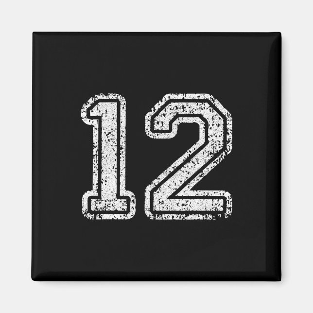 Tröjnummer 12 Tolv Fotboll Nummer Sport Gåva Magnet (Framsidan)