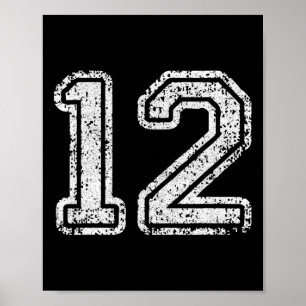 Tröjnummer 12 Tolv Fotboll Nummer Sport Gåva Poster