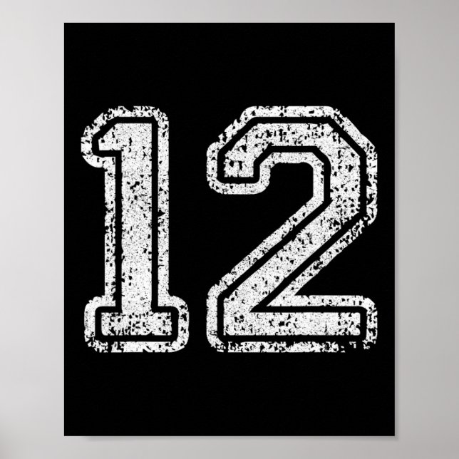 Tröjnummer 12 Tolv Fotboll Nummer Sport Gåva Poster (Framsidan)