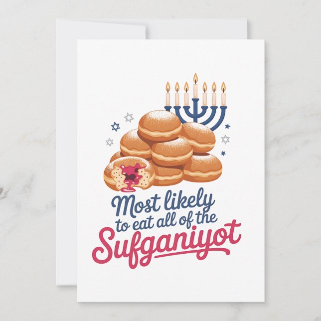 Troligast att äta upp alla sufganiyot Hanukka-Jude Inbjudningar (Framsida)