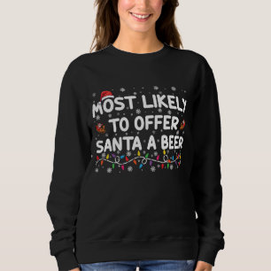 Troligast att bjuda tomten på en öl julbelysning t shirt