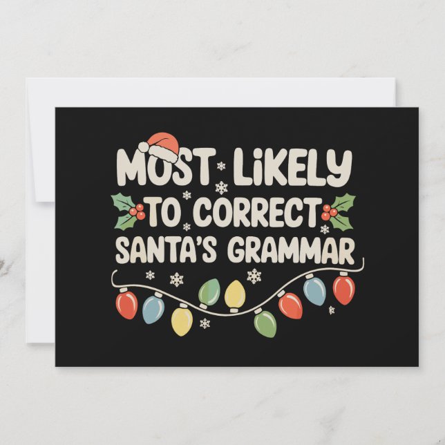 Troligast att rätta tomtens grammatik jul julkort (Framsida)