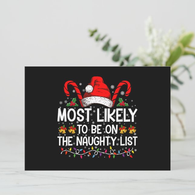 Troligast att vara på den naughty listan jul inbjudningar (Stående Fram)