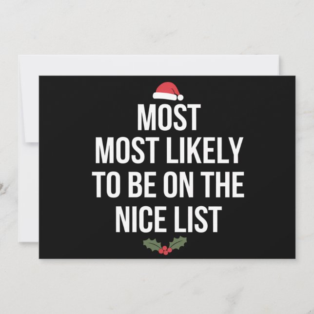 Troligast att vara på snälllistan jul julkort (Framsida)
