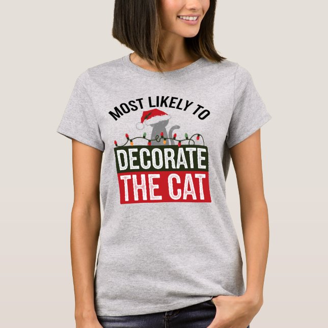 🐱 troligast dekorera den berömda julen t shirt (Framsida)