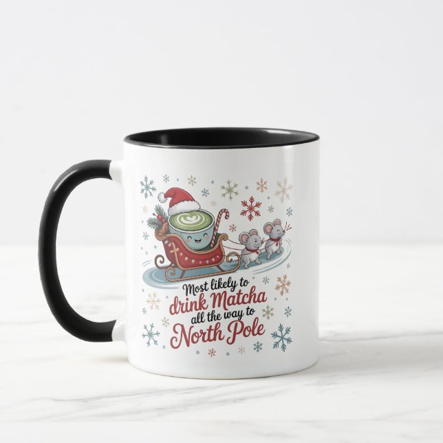 Troligast dricker matcha hela vägen jul  mugg (Vänster)