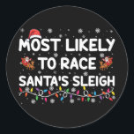 Troligast för Tävling Santas Sleigh-julhelgen Runt Klistermärke<br><div class="desc">Troligast för Tävling Santas Sleigh-julhelgen</div>