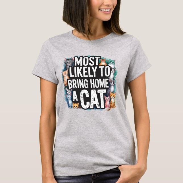 🐱 troligast ta hem en katt | Cat Mamma Pappa T Shirt (Framsida)