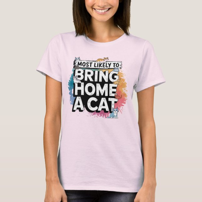 🐱 troligast ta hem en katt | Cat Mamma Pappa T Shirt (Framsida)