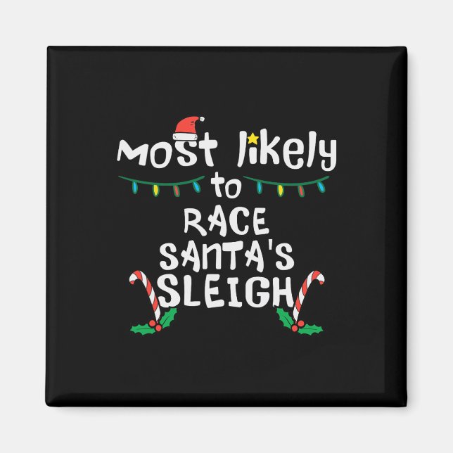Troligast Tävling Santa Sleigh-julafton Julafton F Magnet (Framsidan)