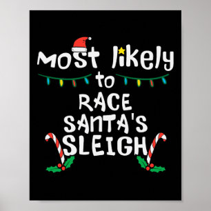 Troligast Tävling Santa Sleigh-julafton Julafton F Poster
