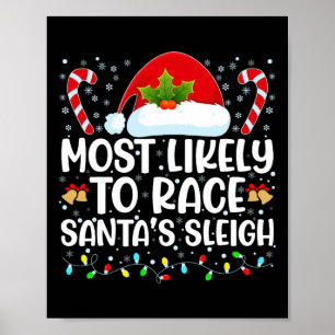 Troligen Kör Jultomtens Släd Familj Jul Poster