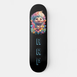 *~* Troll AP89 Neon Black Initialer Roligt Flower Mini Skateboard Bräda 18,5 Cm