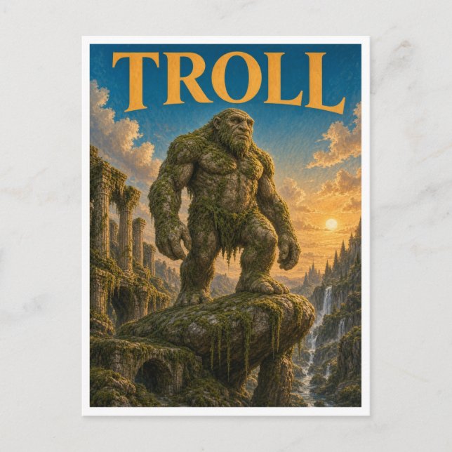 Troll, gotisk fantasydjävul vykort (Framsida)