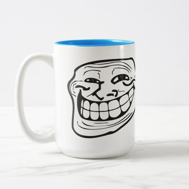 Troll LeMe Memes TROLLIN ANSIKTE ROLIGT - REDIGERB Två-Tonad Mugg (Vänster)