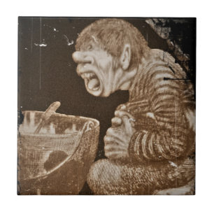 Troll med Giant Cauldron Kakelplatta