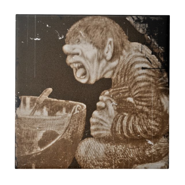 Troll med Giant Cauldron Kakelplatta (Framsidan)