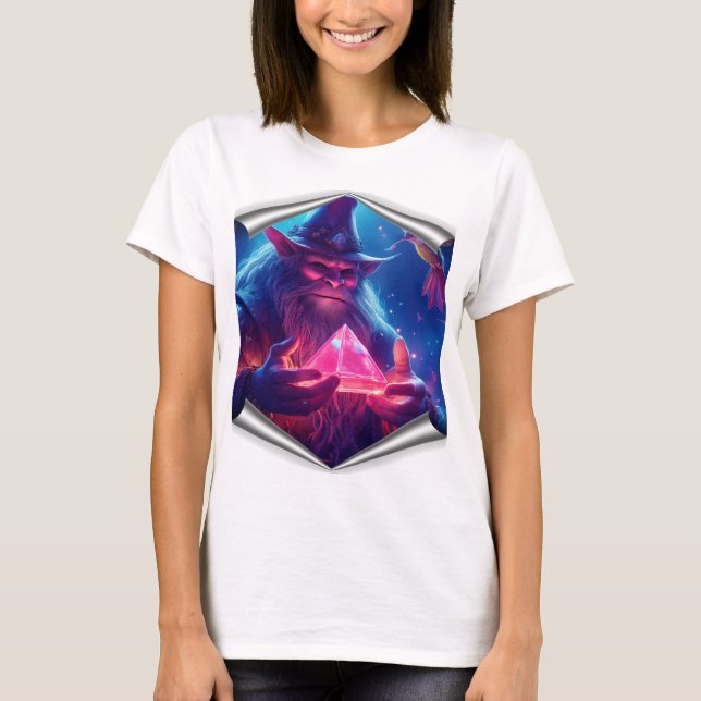 Troll med glaspyramid och hummingfåglar t shirt (Framsida)