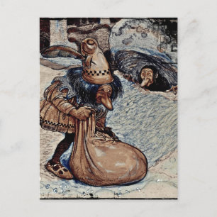 Troll med hans hand i en bag vykort