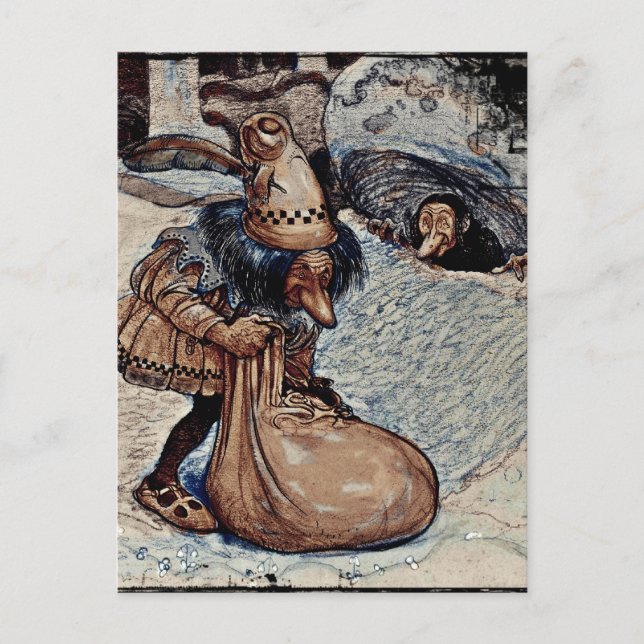 Troll med hans hand i en bag vykort (Framsida)